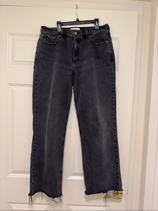 Abercrombie & Fitch Denim - Abercrombie & Fitch Women's Washed Black Straight-Leg Jeans- The Baggy Low Rise